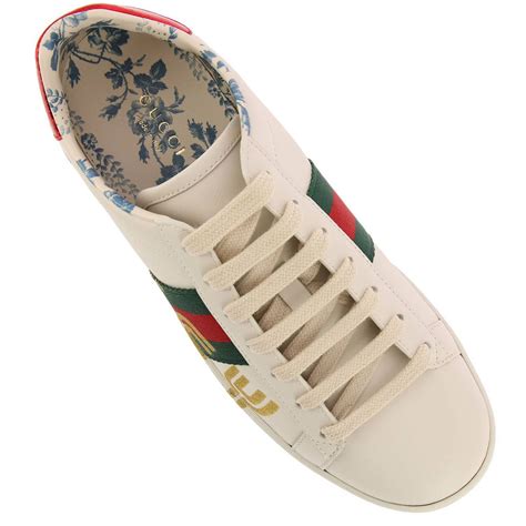 Gucci: White Web Logo New Ace Sneakers 